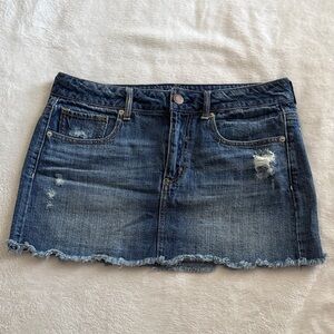 American Eagle Outfitters Blue Distressed Mini Skirt